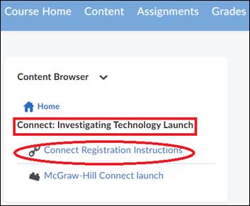 Display of the Connect links in D2L