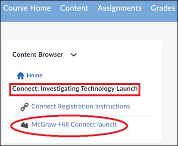 Display of the Connect links in D2L