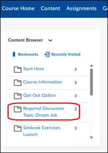 Content display link for Required Discussion Topic-Dream Job