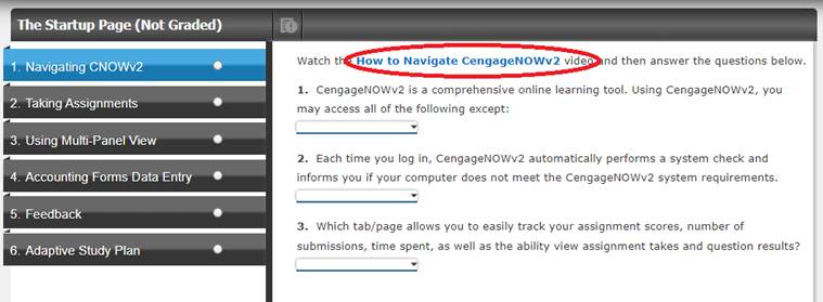 Cengage Startup Page displayed.